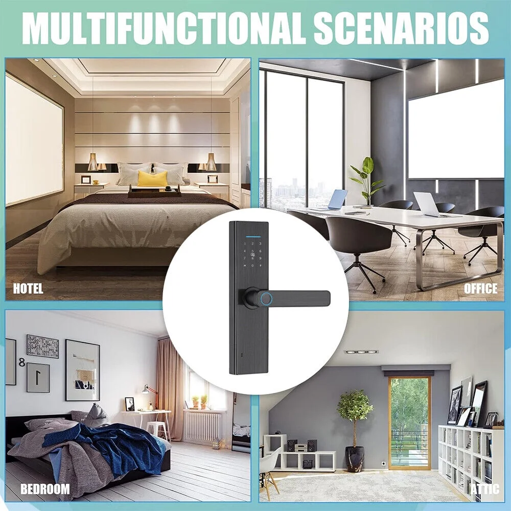 Cerradura de Huella Dactilar Inteligente para Puerta Principal Exterior Interior - Imagen 2