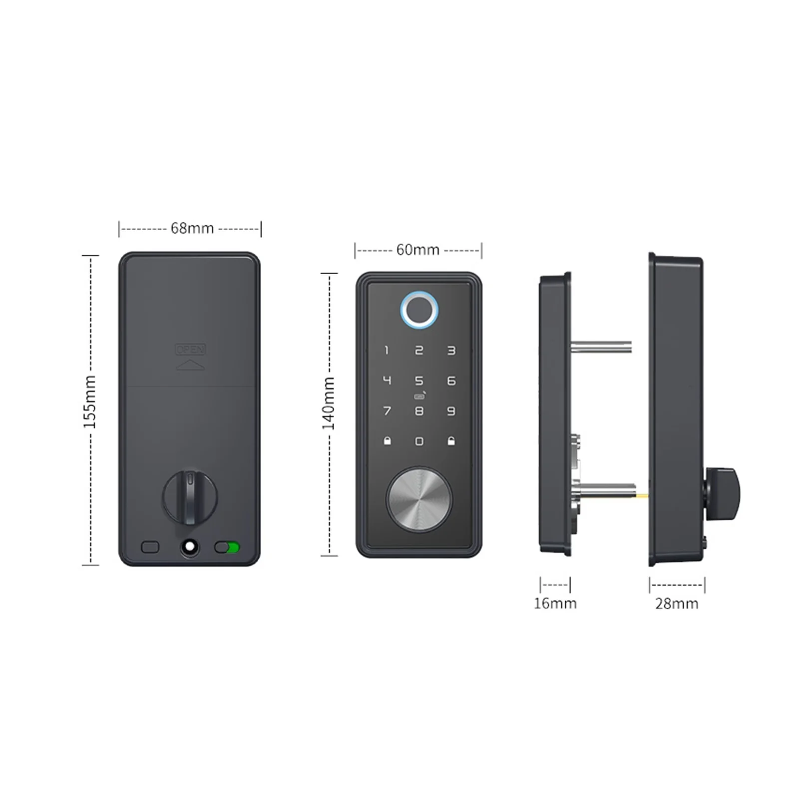 Cerradura inteligente Biométrica Cerrojo Cerradura de Puerta inteligente Electrónica - Imagen 5