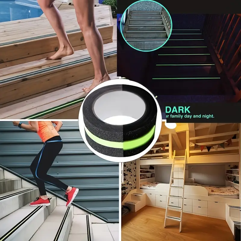 Cinta Antideslizante que Brilla en la Oscuridad, 118.11 pulgadas x 1.97 pulgadas - Perfecta para Peldaños de Escaleras, Mejora el Interior y Exterior - Imagen 2