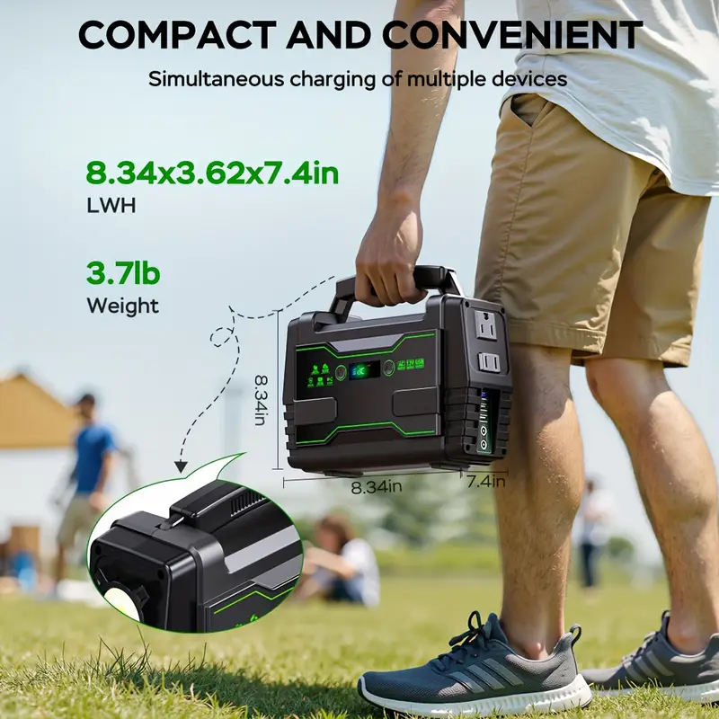 Estación de Energía Portátil 200W/300W Pico Generador Solar para Camping con Batería 155Wh/167Wh/296Wh - Imagen 5