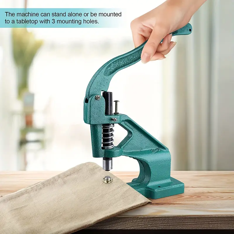 Máquina de Anillos de Ojales Prensados a Mano, con 3 Moldes y 1500 Ojales de 6/10/12mm, Máquina de Anillos de Ojales Prensados a Mano, Kit de Herramientas de Artesanía de Ojales Dorados de Alta Resistencia - Imagen 5