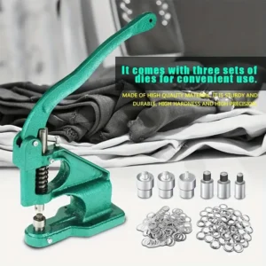 Máquina de Anillos de Ojales Prensados a Mano, con 3 Moldes y 1500 Ojales de 6/10/12mm, Máquina de Anillos de Ojales Prensados a Mano, Kit de Herramientas de Artesanía de Ojales Dorados de Alta Resistencia