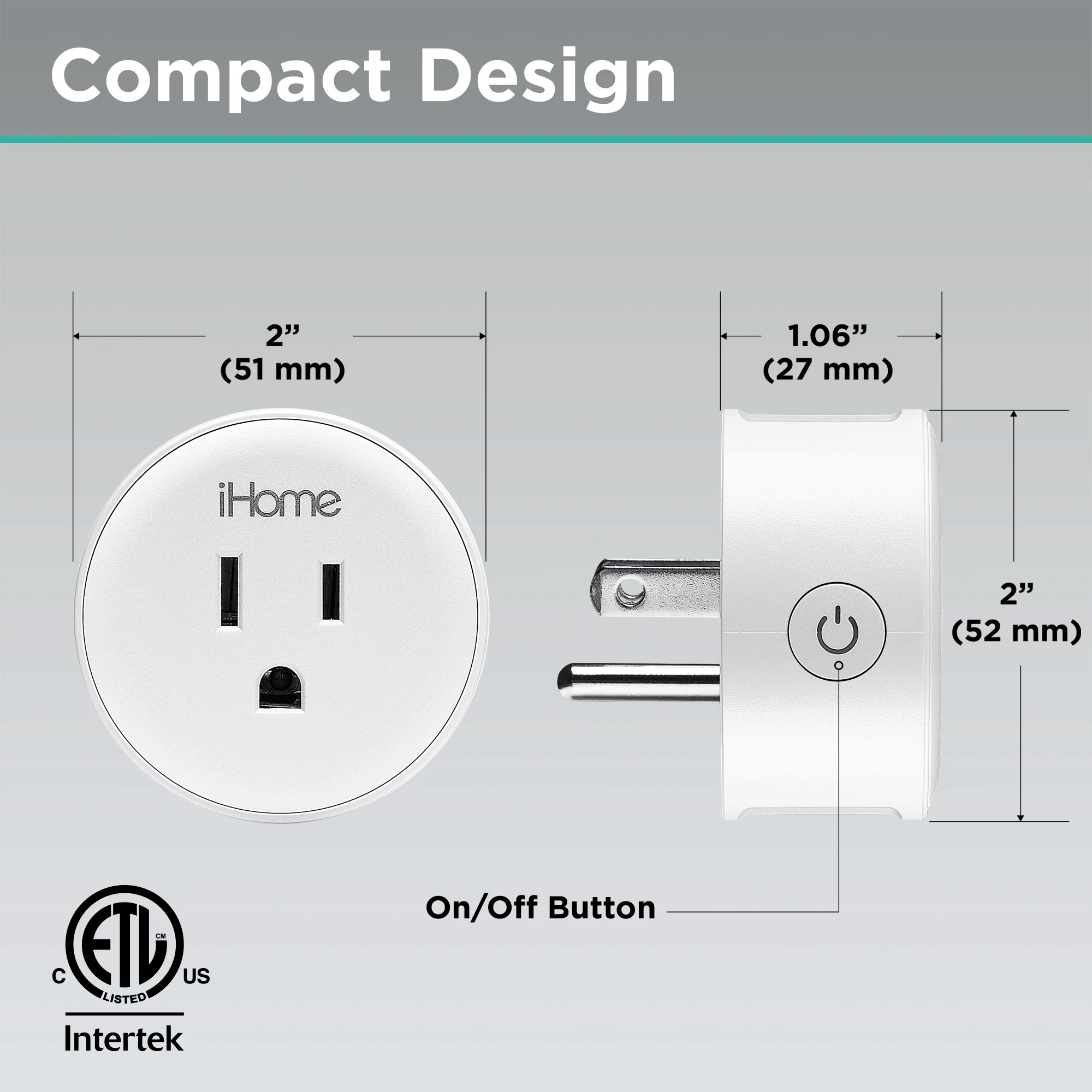 Conector Electrico iHome Smart Plug , Salida Wi-Fi de 15A, Funciona con Alexa & Google Home, Control de Aplicaciones, Temporizador, Paquete de 2 - Imagen 2