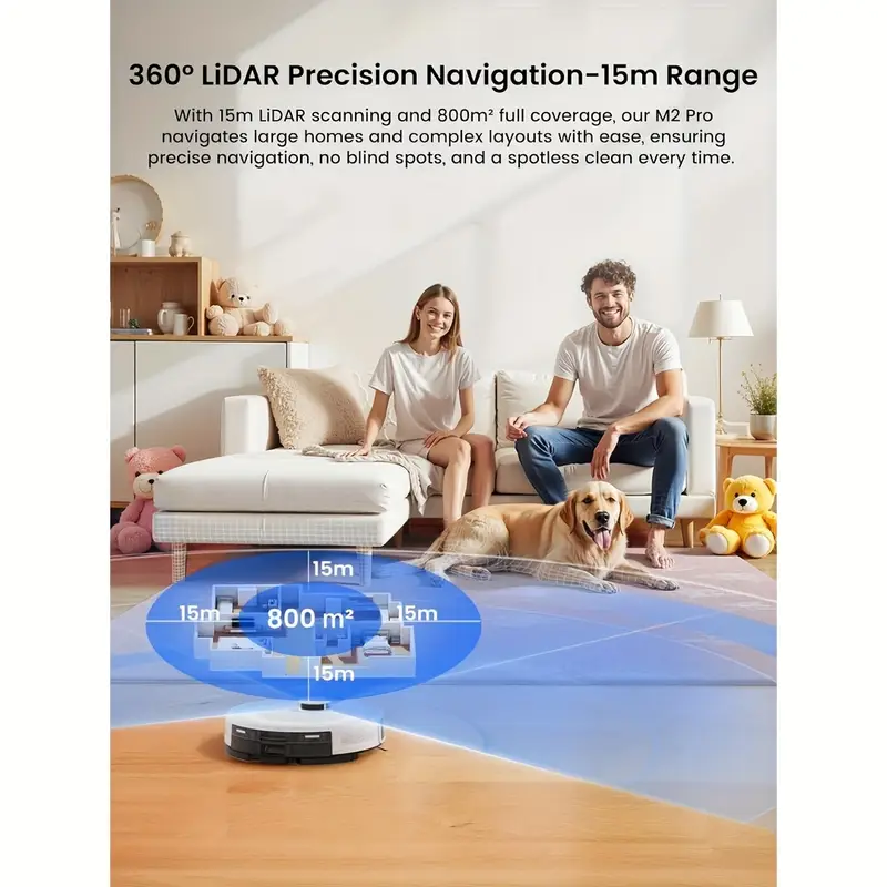 Robot Aspirador y Limpia con LiDAR, 45 días de auto-vacío, evitación de obstáculos de 190° PSD, limpieza personalizada, - Imagen 5