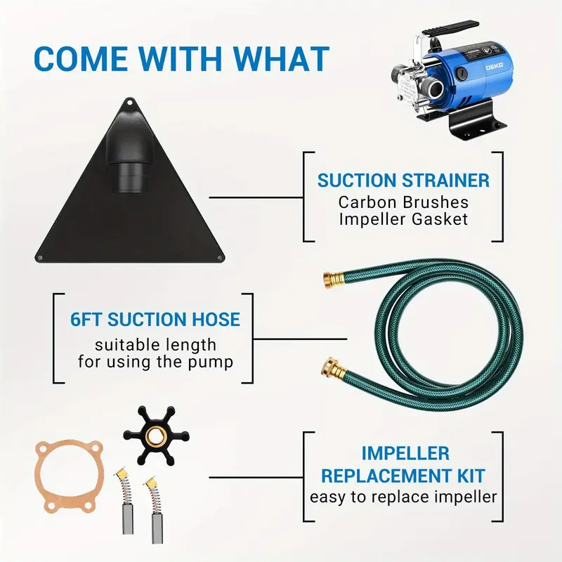 Bomba de agua eléctrica DEKOPRO 120V con cable de 6 pies | Motor potente utilizado durante 300 horas. - Imagen 4