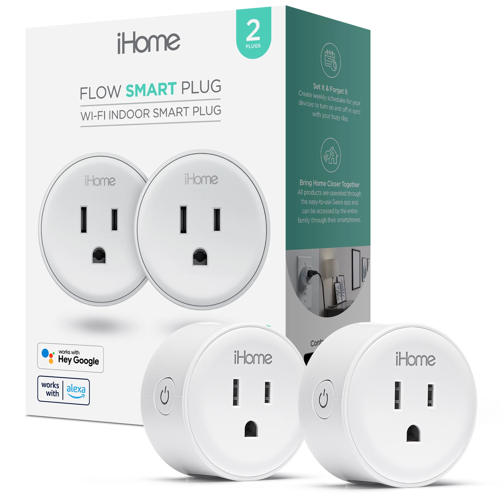 Conector Electrico iHome Smart Plug , Salida Wi-Fi de 15A, Funciona con Alexa & Google Home, Control de Aplicaciones, Temporizador, Paquete de 2 - Imagen 6